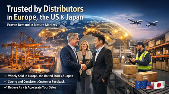 Trusted by Distributors in Europe USA and Japan