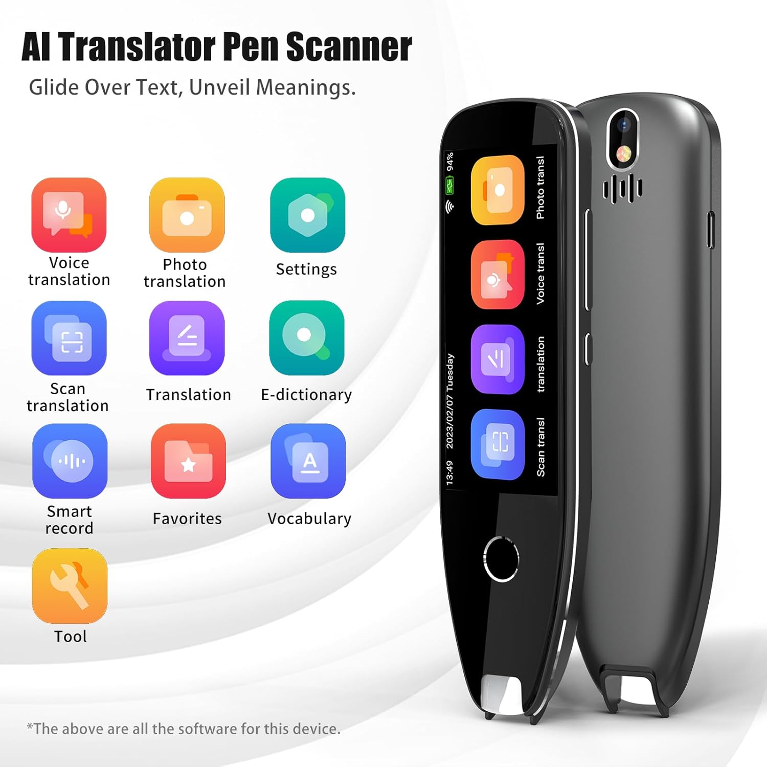 Translation Pen, Translator Pen Reading Tool for Dyslexia, OCR Scanning Device, Text to Speech Reader Pen, Language Translator Smart Pen with Voice & Photo Translation (16GB)