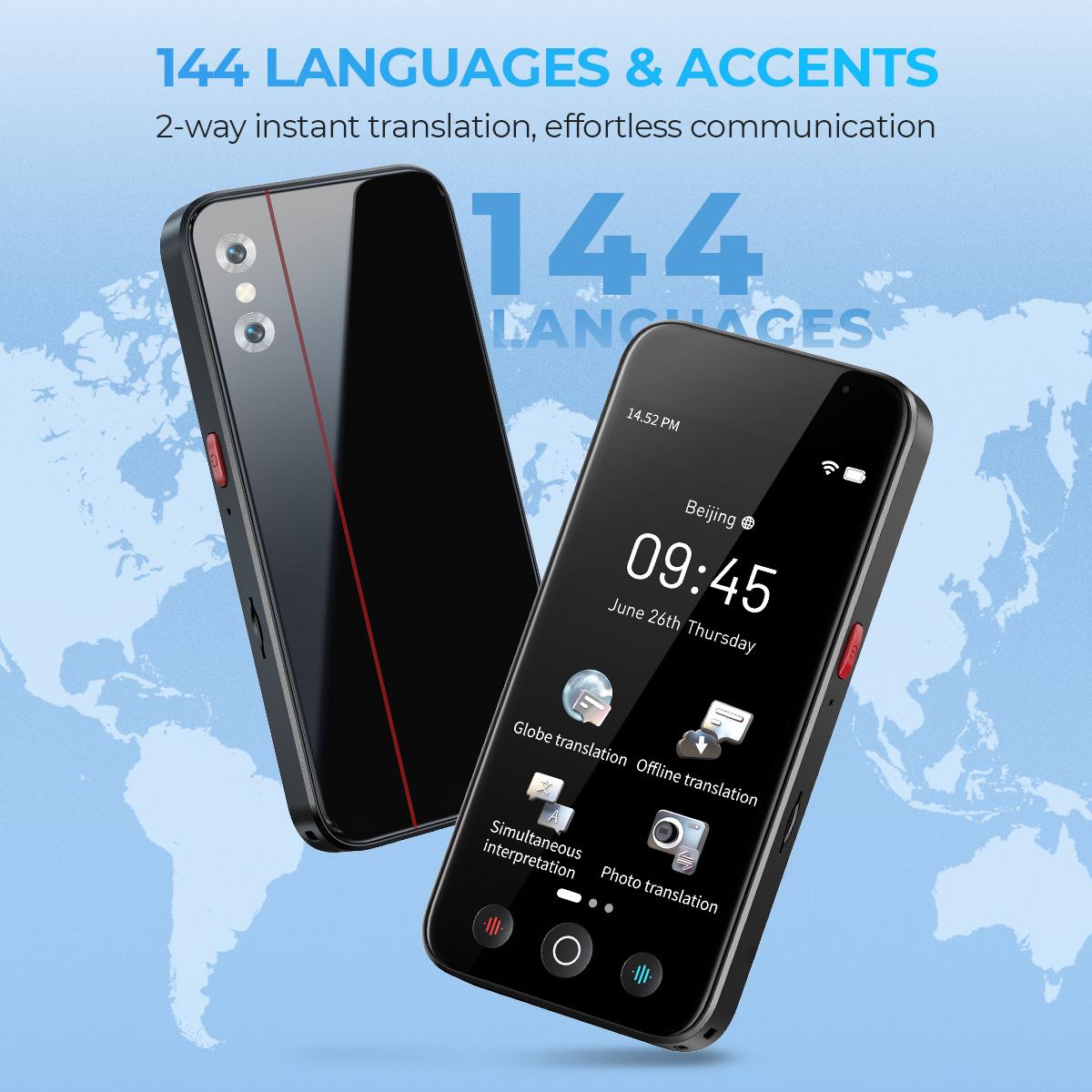 Offline Voice Translator Device with 144 Languages 5" Touch Screen ChatGPT Integrated