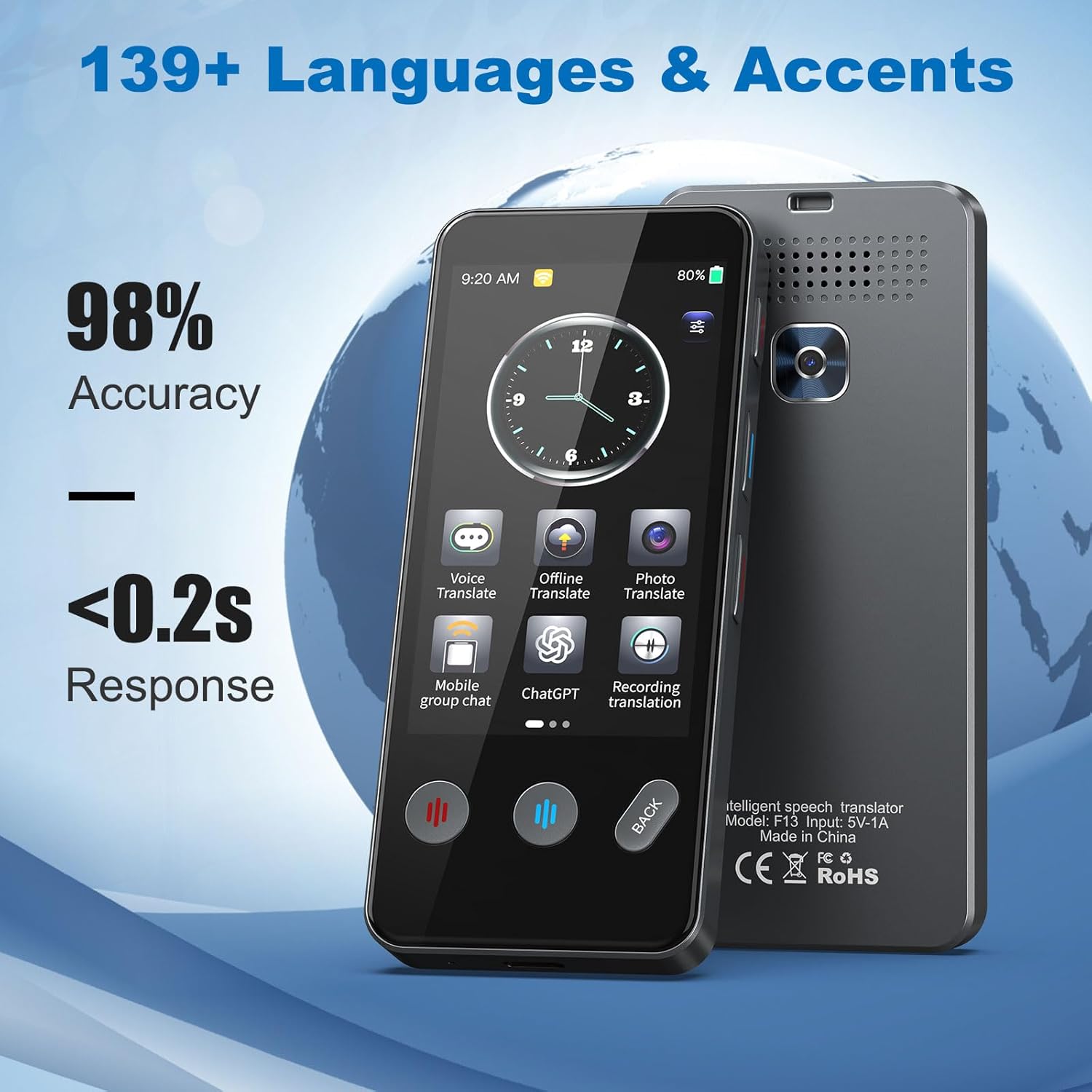 F13 offline translator supports 144 languages 3.5 inches with ChatGPT4o