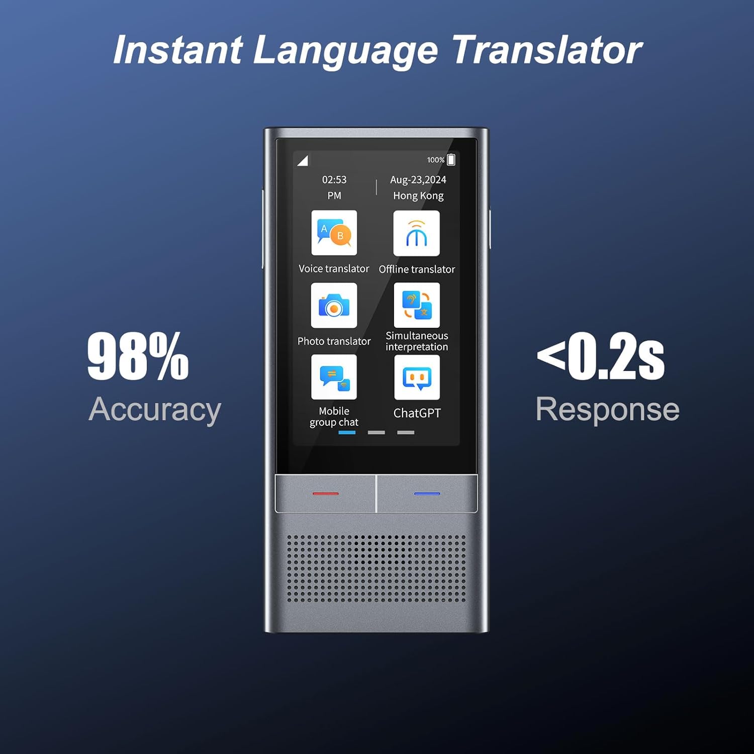 Language Translator Device No WiFi Needed, Built-in 2-Year Global Mobile Data, Two-Way Instant Voice Translator for 139+ Languages with Online Offline Translation for Travelling Business Learning