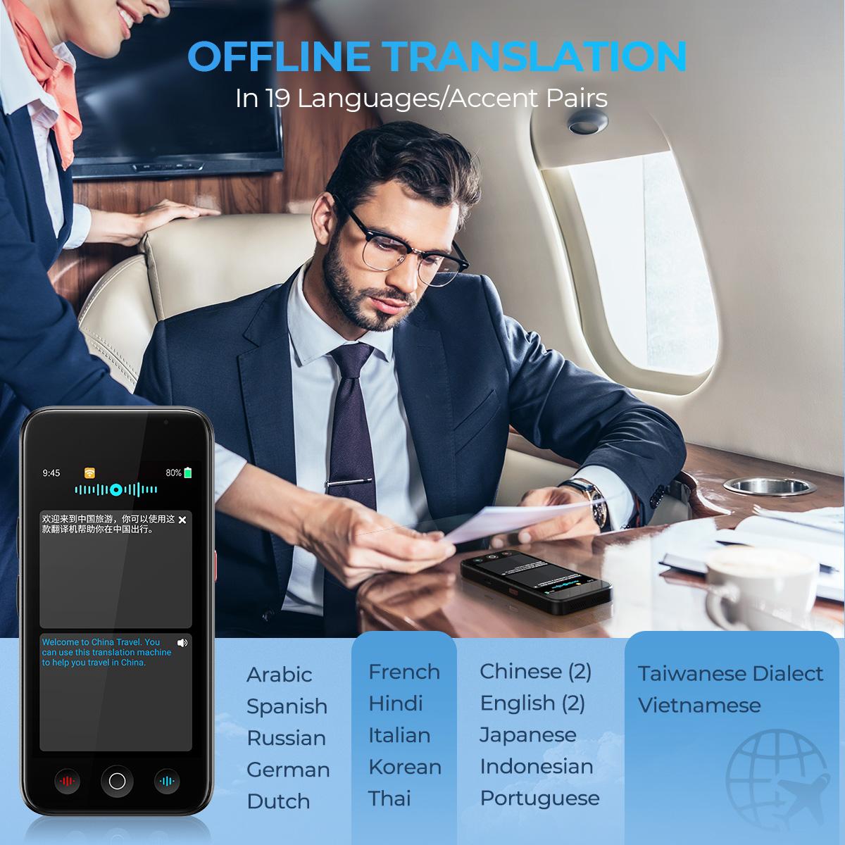 Offline Voice Translator Device with 144 Languages 5" Touch Screen ChatGPT Integrated