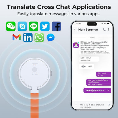 Magnetic Instant Translator Device Chat App/Call Ai Translation 144 Languages