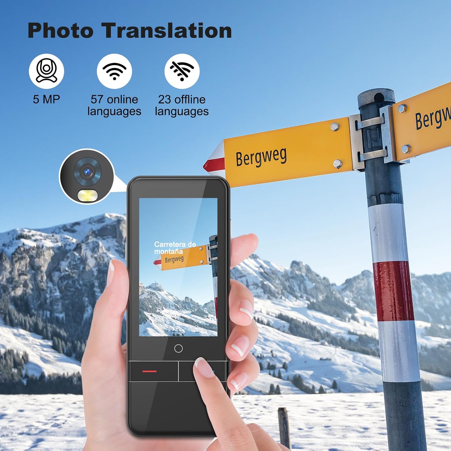 Language Translator Device Instant Two-Way Translator Device for 139+ Languages, High Accuracy Real-Time Voice Translation Device with Online Offline Photo Translation for Travel, Business