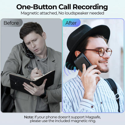 Mini AI Voice Recorder Phone Call Recording Voice-to-Text Summarize Magnetic 64G