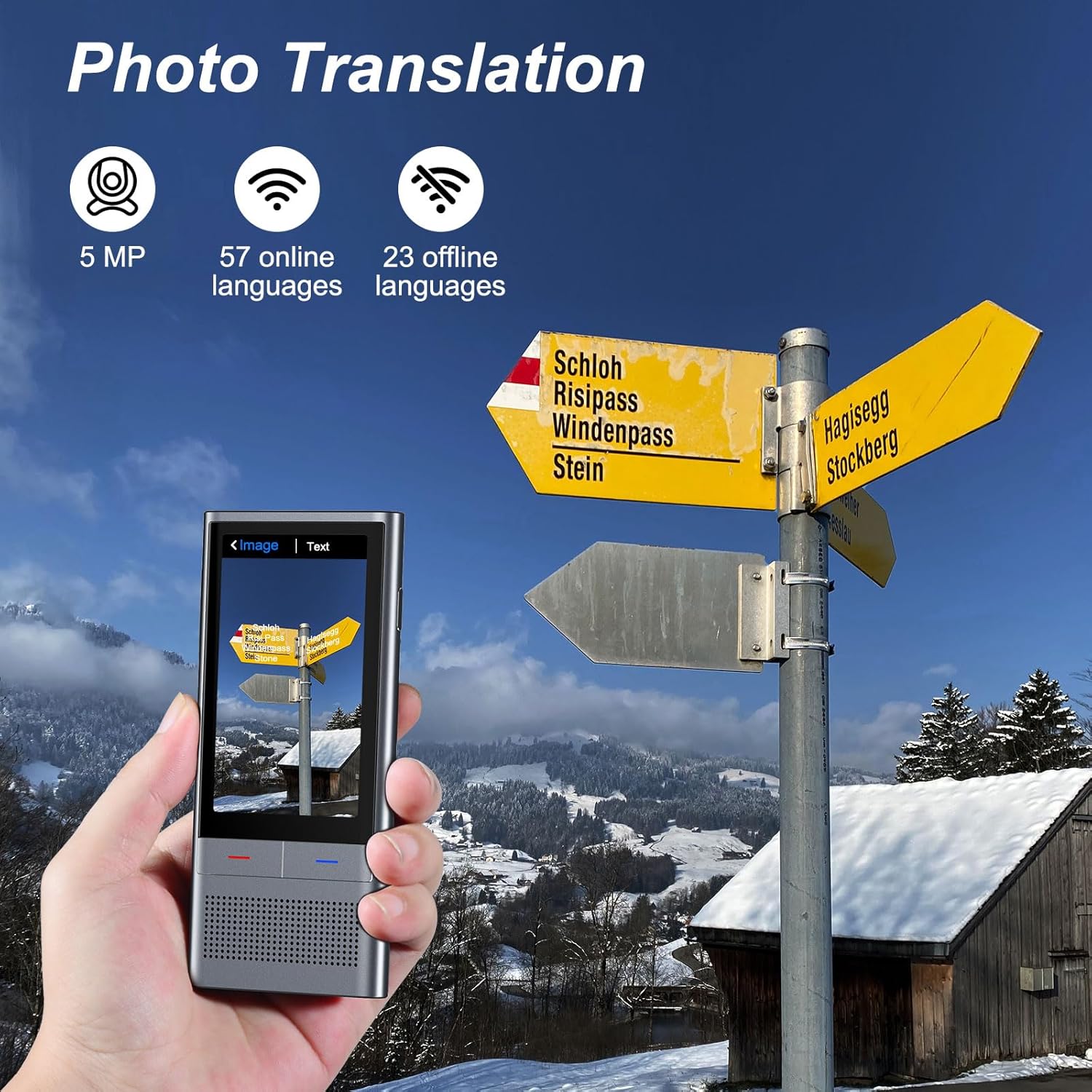 Language Translator Device No WiFi Needed, Built-in 2-Year Global Mobile Data, Two-Way Instant Voice Translator for 139+ Languages with Online Offline Translation for Travelling Business Learning